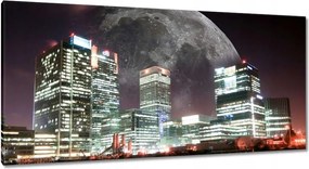 Vászonkép 115x55 Város éjszaka Hold