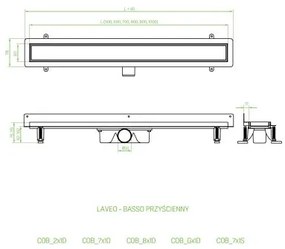 Laveo Basso, lineáris lefolyó ráccsal 80 cm, fekete, LAV-COB_781S