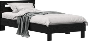 vidaXL Ágykeret fejtámlával Fekete tölgy 98.5 x 200 cm Faanyag