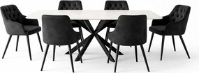 AVENBERG OBSIDIAN Étkezőgarnitúra 6x szék + asztal 200 cm