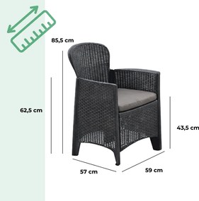 Kerti garnitúra AKITA, 3 részes, antracit színben I.P.A.E-Progarden