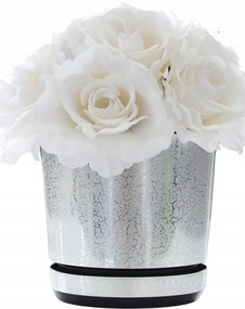 12 Virágcserép állvánnyal Zúzott Ezüst finom csillogás orchidea