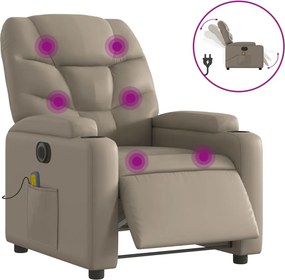 vidaXL kávészínű műbőr elektromos dönthető masszázsfotel