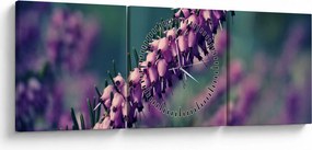 Lila virág képe (órával) (90x30 cm)