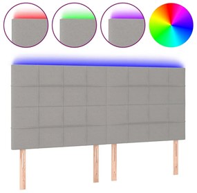 világosszürke szövet LED-es fejtámla 200x5x118/128 cm