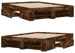 füstös tölgy színű szerelt fa ágykeret matrac nélkül 120x200 cm