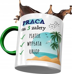 Bögre Zöld Vicces Munka 3 Előnye Van Ajándék Nyomtatott Fotóval