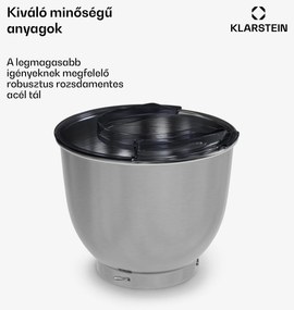 Klarstein Bella Evo/Bella Pico keverőtál | rozsdamentes acél | 5 liter | 0,6 kg tészta | mosogatógépben mosható | mosogatógépben mosható