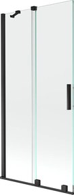 Mexen Velar, 2 szárnyas eltolható kádparaván 95 x 150 cm, 8mm átlátszó üveg, fekete matt, 896-095-000-01-70