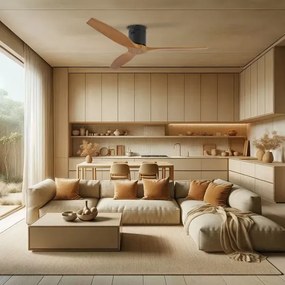 ZEVENTI - Mennyezeti ventilátor SPELLO Wi-Fi Tuya fekete/tölgy + távirányító