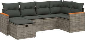 vidaXL 6 részes szürke polyrattan kerti ülőgarnitúra párnákkal