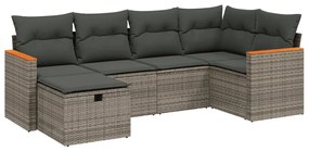 vidaXL 6 részes szürke polyrattan kerti ülőgarnitúra párnákkal