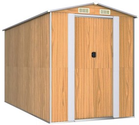 világosbarna horganyzott acél kerti fészer 192x357x223 cm