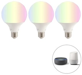3 db-os készlet okos E27 RGBW LED izzó G95 11W 1050lm 2200-4000K
