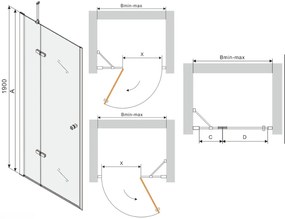 Mexen ROMA zuhany nyíló ajtó zuhanykabinhoz 70 cm, 854-070-000-01-00