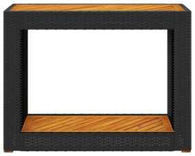 fekete polyrattan falapos kerti asztal 100x40x75 cm