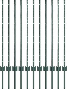 vidaXL Kerítésoszlop 11 pcs Zöld 100 cm Acél