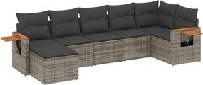 vidaXL 7 részes szürke polyrattan kerti ülőgarnitúra párnákkal