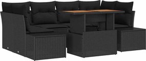 vidaXL Kert étkező szett párnával 7 pcs Fekete és Barna