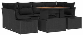 vidaXL Kert étkező szett párnával 7 pcs Fekete és Barna