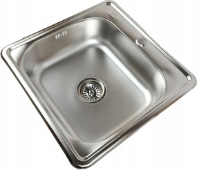 Konyhai mosogató, egy medencés, szatén felületű, 48x48x20cm Szifon Ingyen