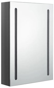 fényes szürke LED-es tükrös fürdőszobaszekrény 50 x 13 x 70 cm