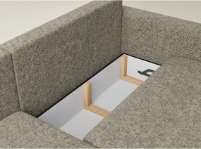 Barna zsenília kinyitható-tárolóhelyes sarokkanapé (bal oldali-heverő résszel) Leon – Maison de Rêve