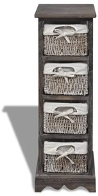 vidaXL barna fa tárolóállvány 4 szőtt kosárral