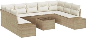 vidaXL Kerti Kanapé Szett párnával 9 pcs Beige és krém Polyrattan