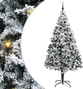 vidaXL Mű karácsonyfa 300 LED-del Fehér 240 cm PVC és Acél és Műanyag