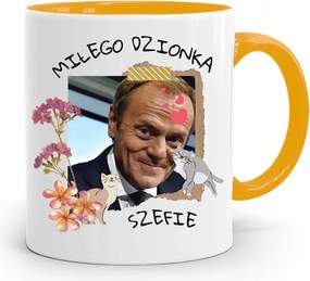 Donald Tusk Sárga Bögre Platform Ajándék fényképes nyomtatással