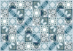 Fotótapéta Mozaik Geometrikus Dísz Kék-Fehér 520x318 +ragasztó