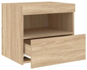 2 db sonoma tölgy színű éjjeliszekrény LED-ekkel 50x40x45 cm