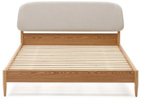 Bézs-natúr színű kőrisfa franciaágy ágyráccsal 180x200 cm Octavia – Kave Home