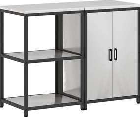 vidaXL Konyhai Tároló Készlet polcokkal 2 pcs Ezüst Rozsdamentes acél