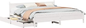 vidaXL fehér tömör fenyőfa ágy matrac nélkül 180 x 200 cm