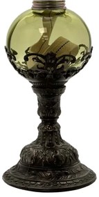 Petroleumlámpa DRAHOMÍRA 50 cm erdőzöld, ón díszítéssel