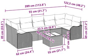 8 Darabos Kert Szófa Szett Párnákkal Szürke Poli Rattan, 2-Fős Kert Szófa Párnákkal Szürke Poli Rattan