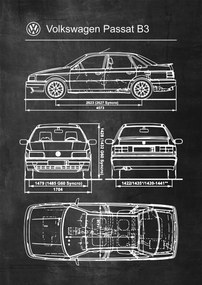 Poszter Volkswagen Passat B3 Retro Patent Séma