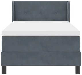 Box Spring Ágy Matraccal Sötétszürke 100x200 cm Bársonyos