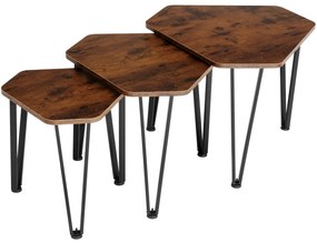 tectake 404734 torquay oldalsó asztalkészlet - ipari sötét fa, rusztikus