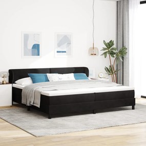 Boxspring Ágy Matrac Fekete 200x200 cm Bársony