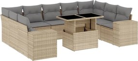 vidaXL 10 részes bézs polyrattan kerti ülőgarnitúra párnával