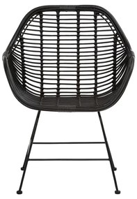 Fekete rattan étkezőszék szett 2 db-os Kiran - Støraa