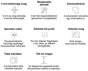 Spirit Clear 80x80 cm szögletes zuhanykabin, zuhanytálcával fekete