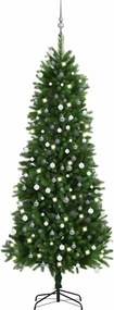 vidaXL zöld megvilágított műkarácsonyfa gömb szettel 240 cm