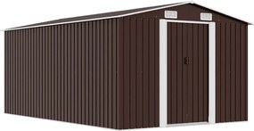 vidaXL barna fém kerti fészer 257 x 392 x 181 cm