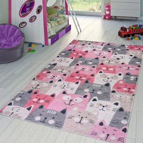 Rózsaszín gyerek szőnyeg 80x150 cm Silly Cats – Vitaus