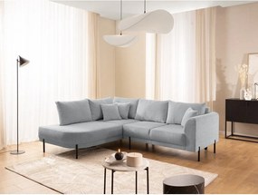 Világosszürke zsenília sarokkanapé (bal oldali-L alakú) Mauris – Ropez