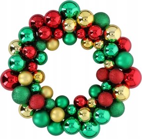 Karácsonyi koszorú ajtódísz gömbökkel dekoratív 36 cm